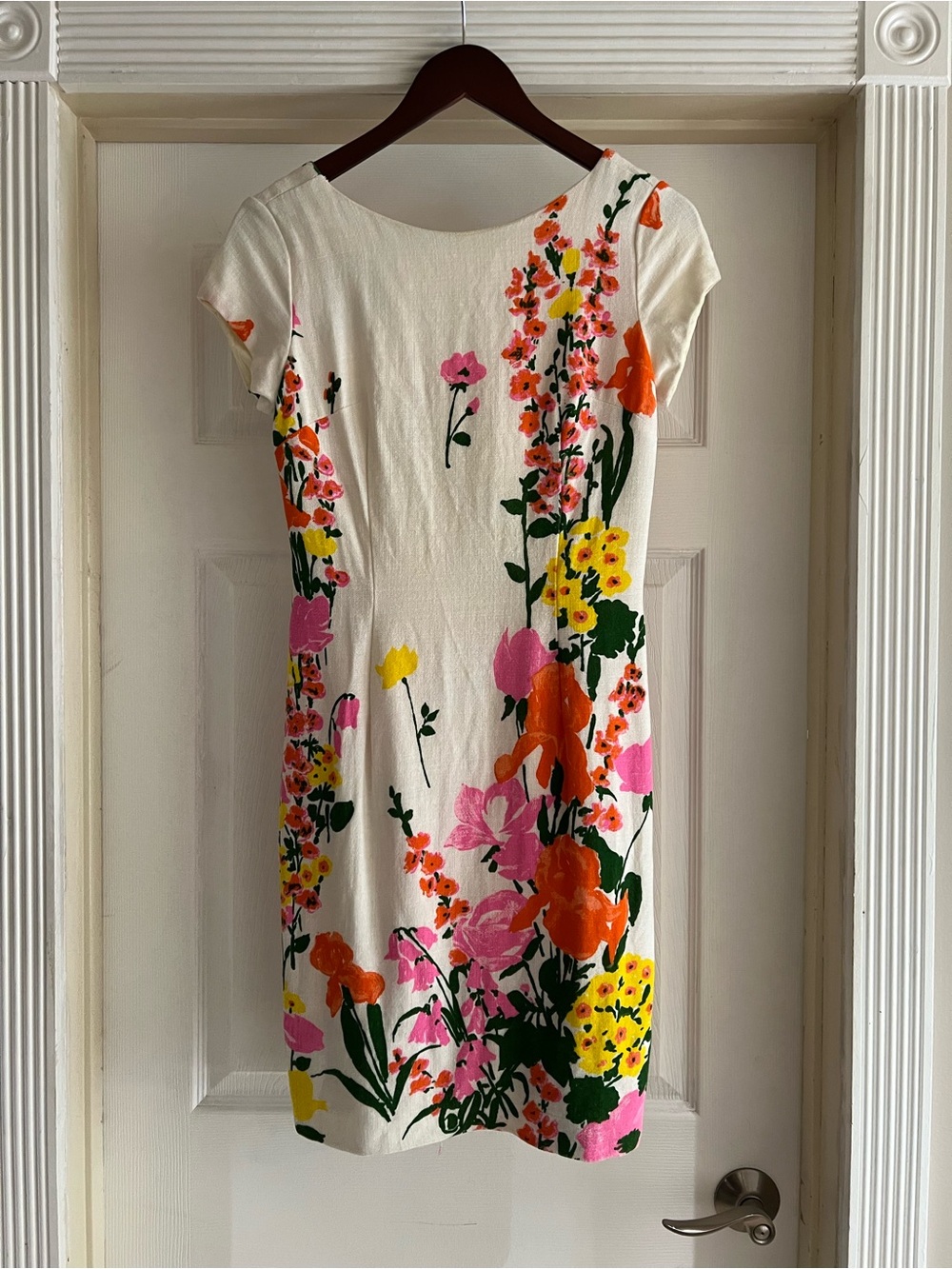 Vintage Julie Miller Floral Linen Sheath Dress
